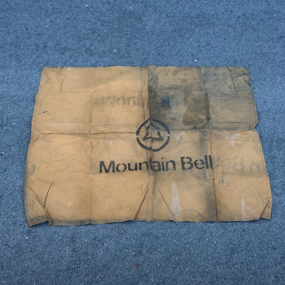 Vintage Mountain Bell Canvas Utility Tarp Bell‎ System Logo Work Mat 43x36 Tan